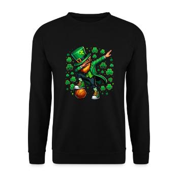 St Patrick's Day Irish Party Green Basketball Leprechaun - Unisex Sweatshirt - black - Front - Alina (178cm) & Michal (187cm)