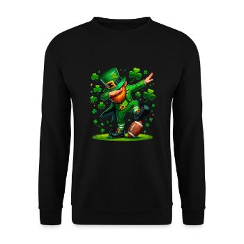 St Patrick's Day Irish Party Green Dabbing Leprechaun - Unisex Sweatshirt - black - Front - Alina (178cm) & Michal (187cm)