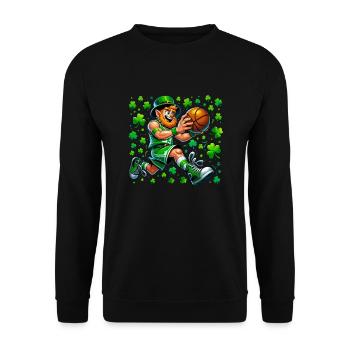 St Patrick's Day Irish Party Green Basketball Leprechaun - Unisex Sweatshirt - black - Front - Alina (178cm) & Michal (187cm)