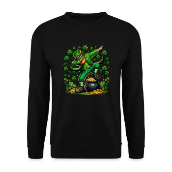 St Patrick's Day Irish Party Green Dabbing Leprechaun - Unisex Sweatshirt - black - Front - Alina (178cm) & Michal (187cm)