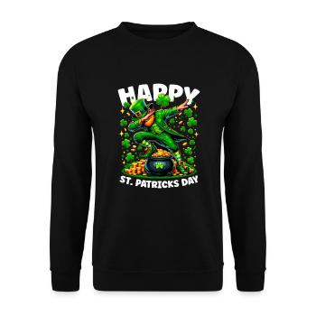Happy St Patrick's Day Irish Party Green Leprechaun - Unisex Sweatshirt - black - Front - Alina (178cm) & Michal (187cm)