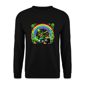 St Patrick's Day Irish Party Green Dabbing Leprechaun - Unisex Sweatshirt - black - Front - Alina (178cm) & Michal (187cm)