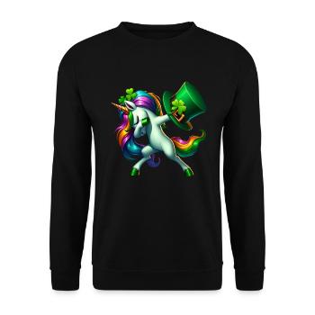 Irish Einhorn Grün Kleeblatt St Patricks Day - Unisex Pullover - Schwarz - Vorne - Alina (178cm) & Michal (187cm)