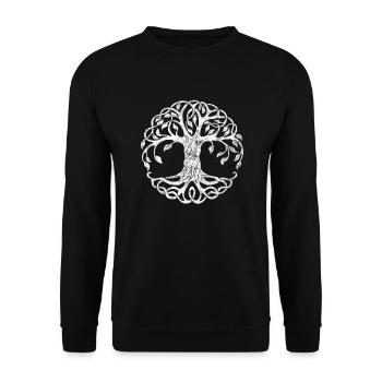 Irisch Irland Keltischer Baum St Patricks Day - Unisex Pullover - Schwarz - Vorne - Alina (178cm) & Michal (187cm)