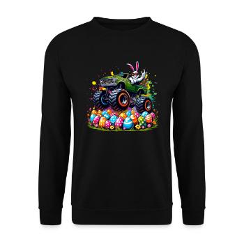 Monster Truck Boys Panier de Pâques lapin de Pâques Merry - Sweat-shirt Unisexe - noir - Devant - Alina (178cm) & Michal (187cm)