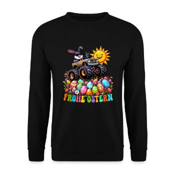 Monster Truck Panier de Pâques lapin de Pâques Joyeuses Pâques - Sweat-shirt Unisexe - noir - Devant - Alina (178cm) & Michal (187cm)