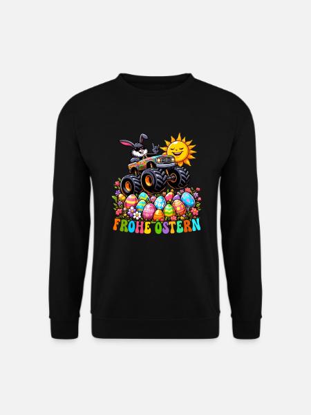 Monster Truck Osternest Osterhase Frohe Ostern - Unisex Pullover - Schwarz
