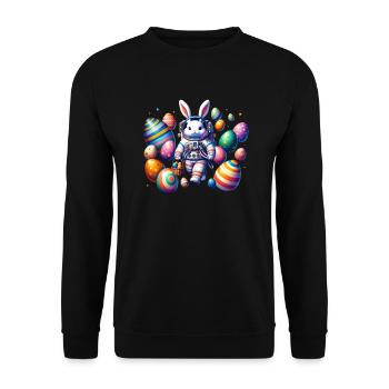 Easter Bunny Astronaut Boys Girls Easter Basket - Unisex Sweatshirt - black - Front - Alina (178cm) & Michal (187cm)