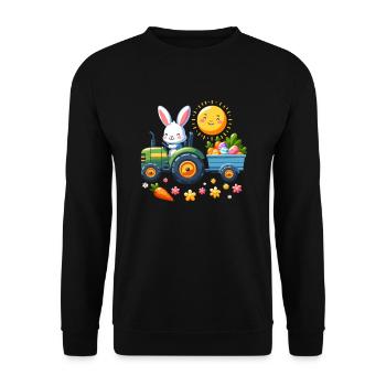 Tracteur, agriculteur, panier de Pâques, lapin de Pâques, joyeuses Pâques - Sweat-shirt Unisexe - noir - Devant - Alina (178cm) & Michal (187cm)
