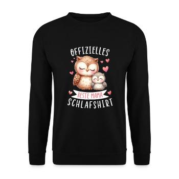 Official Best Mom Sleep Shirt Owl - Unisex Sweatshirt - black - Front - Alina (178cm) & Michal (187cm)