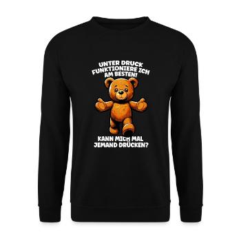 Teddybär Liebe Valentinstag Partner Freundin - Unisex Pullover - Schwarz - Vorne - Alina (178cm) & Michal (187cm)