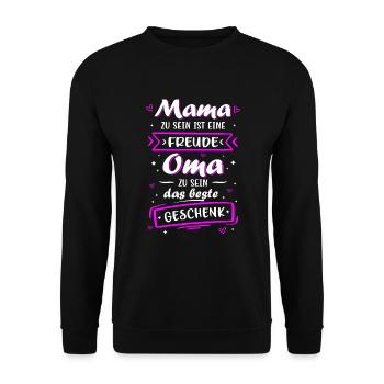 Geburtstag Muttertag Mama Oma Geschenk - Unisex Pullover - Schwarz - Vorne - Alina (178cm) & Michal (187cm)