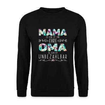 Maman Grand-mère Cadeau Anniversaire Fête des Mères - Sweat-shirt Unisexe - noir - Devant - Alina (178cm) & Michal (187cm)