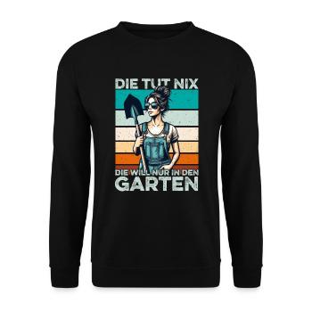 Die tut nix Muttertag Mama Oma Ehefrau Frauen - Unisex Pullover - Schwarz - Vorne - Alina (178cm) & Michal (187cm)