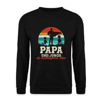 Team Super Papa und Jungs Söhne Vatertag Geschenk - Unisex Pullover - Schwarz - Vorne - Alina (178cm) & Michal (187cm)