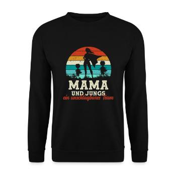 Team Super Mama Zwei Söhne Jungs Muttertag Kinder - Unisex Pullover - Schwarz - Vorne - Alina (178cm) & Michal (187cm)