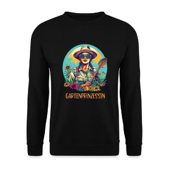Gartenprinzessin Garten Muttertag Mama Gärtner - Unisex Pullover - Schwarz - Vorne - Alina (178cm) & Michal (187cm)