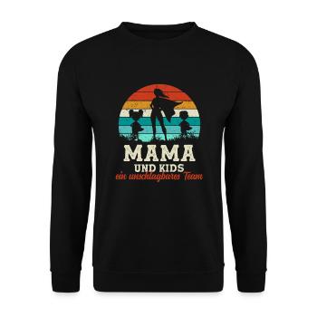 Fête des mères de l’équipe Super Maman et enfants - Sweat-shirt Unisexe - noir - Devant - Alina (178cm) & Michal (187cm)