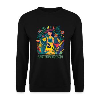 Gartenprinzessin Garten Muttertag Mama Gärtner - Unisex Pullover - Schwarz - Vorne - Alina (178cm) & Michal (187cm)