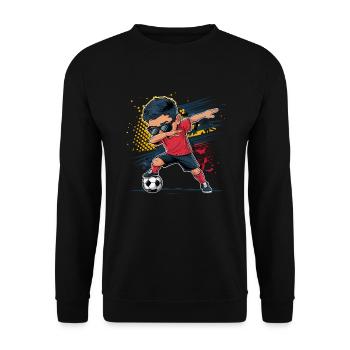 Dabbing Junge Mit Fussball Trikot Sonnenbrille - Unisex Pullover - Schwarz - Vorne - Alina (178cm) & Michal (187cm)