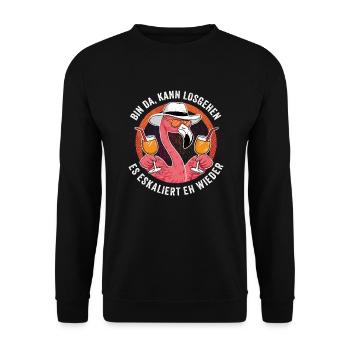 Costume de flamant rose de carnaval de festival de carnaval - Sweat-shirt Unisexe - noir - Devant - Alina (178cm) & Michal (187cm)