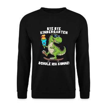 School Enrollment Back to School Boys Schoolchild Dino Trex - Unisex Sweatshirt - black - Front - Alina (178cm) & Michal (187cm)