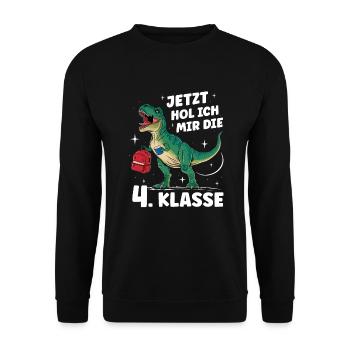 School Enrollment Back to School Boys Schoolchild 4th Grade - Unisex Sweatshirt - black - Front - Alina (178cm) & Michal (187cm)