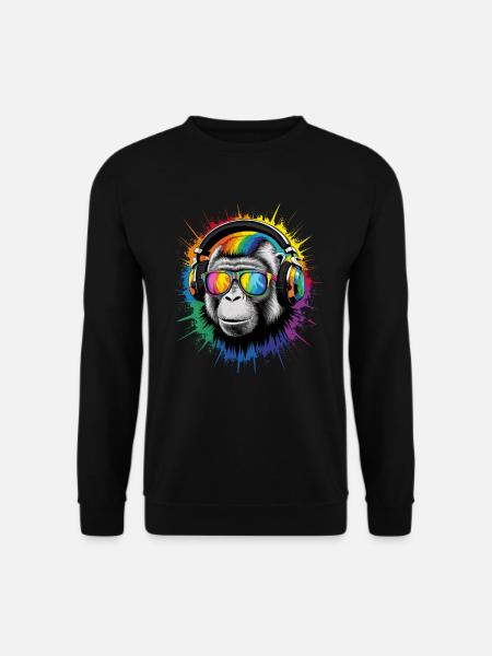DJ Cool Fun Lustig Bunt Pop Art Techno Festival - Unisex Pullover - Schwarz