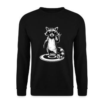 Rock On Concert Festival Music Funny Raccoon - Unisex Sweatshirt - black - Front - Alina (178cm) & Michal (187cm)