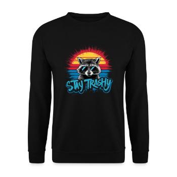 Stay Trashy Lustiges Kostüm Waschbär - Unisex Pullover - Schwarz - Vorne - Alina (178cm) & Michal (187cm)