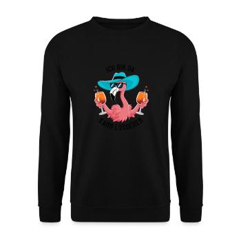 Festival de carnaval Costume de flamant rose de carnaval - Sweat-shirt Unisexe - noir - Devant - Alina (178cm) & Michal (187cm)