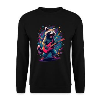 Rock Guitariste Guitare Raccoon Festival Musique - Sweat-shirt Unisexe - noir - Devant - Alina (178cm) & Michal (187cm)