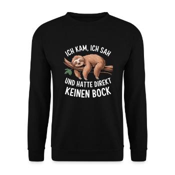 Faultier Spruch Lustig Witzig Teenager Schlafshirt - Unisex Pullover - Schwarz - Vorne - Alina (178cm) & Michal (187cm)