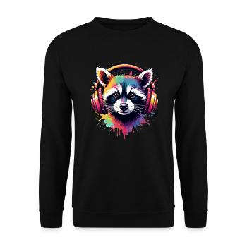 raton laveur DJ Costume Carnaval Concert Festival Musique - Sweat-shirt Unisexe - noir - Devant - Alina (178cm) & Michal (187cm)