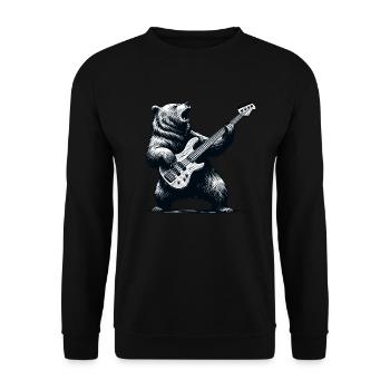 Rock Basse Guitariste Guitare Ours Festival Musique - Sweat-shirt Unisexe - noir - Devant - Alina (178cm) & Michal (187cm)