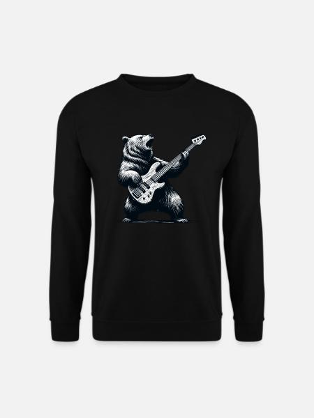 Rock Bass Gitarrist Gitarre Bär Festival Musik - Unisex Pullover - Schwarz