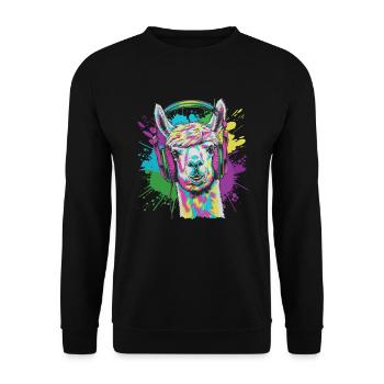 Alpaka Kopfhörer Teenager Musik Festival Lustig - Unisex Pullover - Schwarz - Vorne - Alina (178cm) & Michal (187cm)