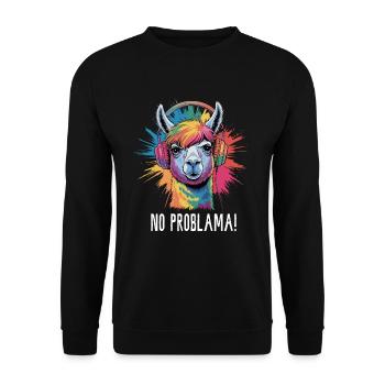 Retro Style Alpaca With Headphones Funny Llama - Unisex Sweatshirt - black - Front - Alina (178cm) & Michal (187cm)