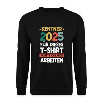 Cadeau Pension Pension Homme Femme Retraité 2025 - Sweat-shirt Unisexe - noir - Devant - Alina (178cm) & Michal (187cm)