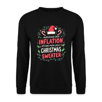 Inflation Ugly Christmas Weihnachts Sweater - Unisex Pullover - Schwarz - Vorne - Alina (178cm) & Michal (187cm)