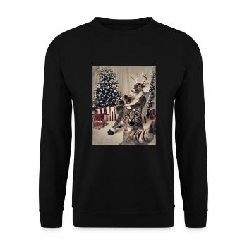 Selfie Chat Fête de Noël Tenue de Noël - Sweat-shirt Unisexe - noir - Devant - Alina (178cm) & Michal (187cm)