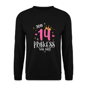 14e anniversaire Une princesse née en 2011 - Sweat-shirt Unisexe - noir - Devant - Alina (178cm) & Michal (187cm)