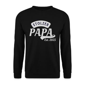 Stolzer Papa est. 2025 - Unisex Pullover - Schwarz - Vorne - Alina (178cm) & Michal (187cm)