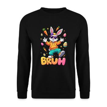 Bruh Cool Easter Bunny Boys Girls Easter - Unisex Sweatshirt - black - Front - Alina (178cm) & Michal (187cm)