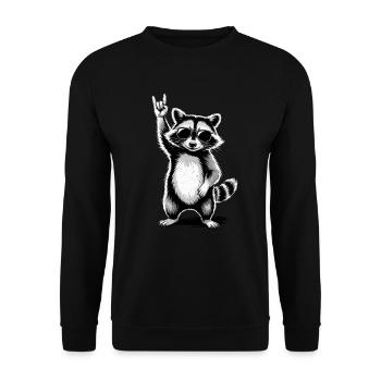 Rock On Concert Festival Music Funny Raccoon - Unisex Sweatshirt - black - Front - Alina (178cm) & Michal (187cm)