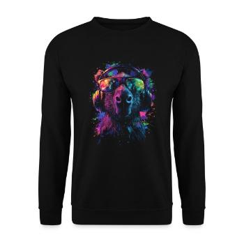 DJ Tenue cool Pop Art Techno Festival Capybara - Sweat-shirt Unisexe - noir - Devant - Alina (178cm) & Michal (187cm)
