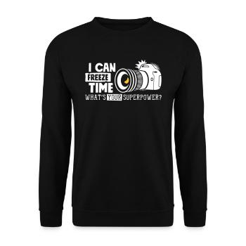 I Can Freeze What's Your Super Power - Camera - Unisex Sweatshirt - black - Front - Alina (178cm) & Michal (187cm)