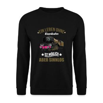 Lokführer shirt • Eisenbahn • Lokführer Geschenk - Unisex Pullover - Schwarz - Vorne - Alina (178cm) & Michal (187cm)