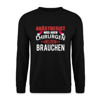 Anästhesist shirt • Helden • Anästhesist Geschenk - Unisex Pullover - Schwarz - Vorne - Alina (178cm) & Michal (187cm)