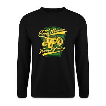 Echte Männer fahren Bulldog - Unisex Pullover - Schwarz - Vorne - Alina (178cm) & Michal (187cm)